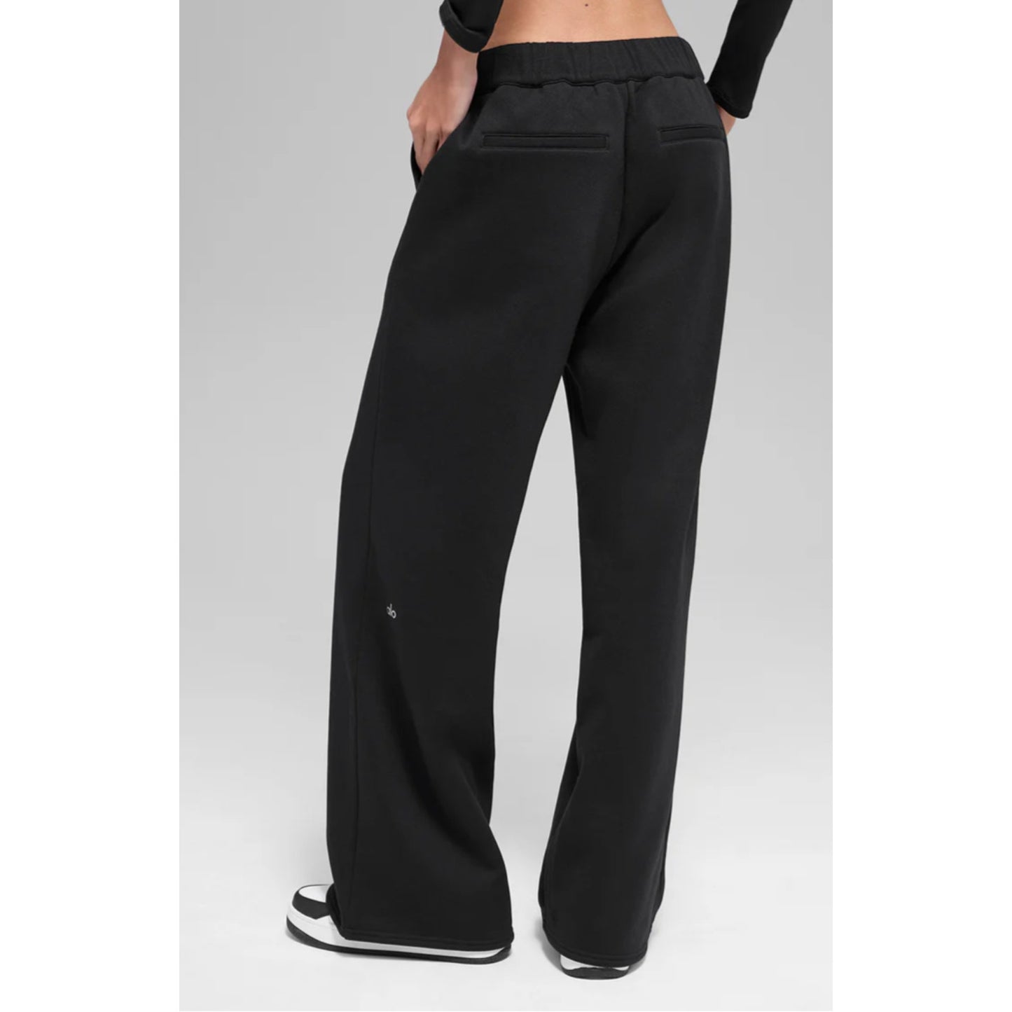 Alo High-Waist Sweatpant Trouser Wide Leg Pants Black Small