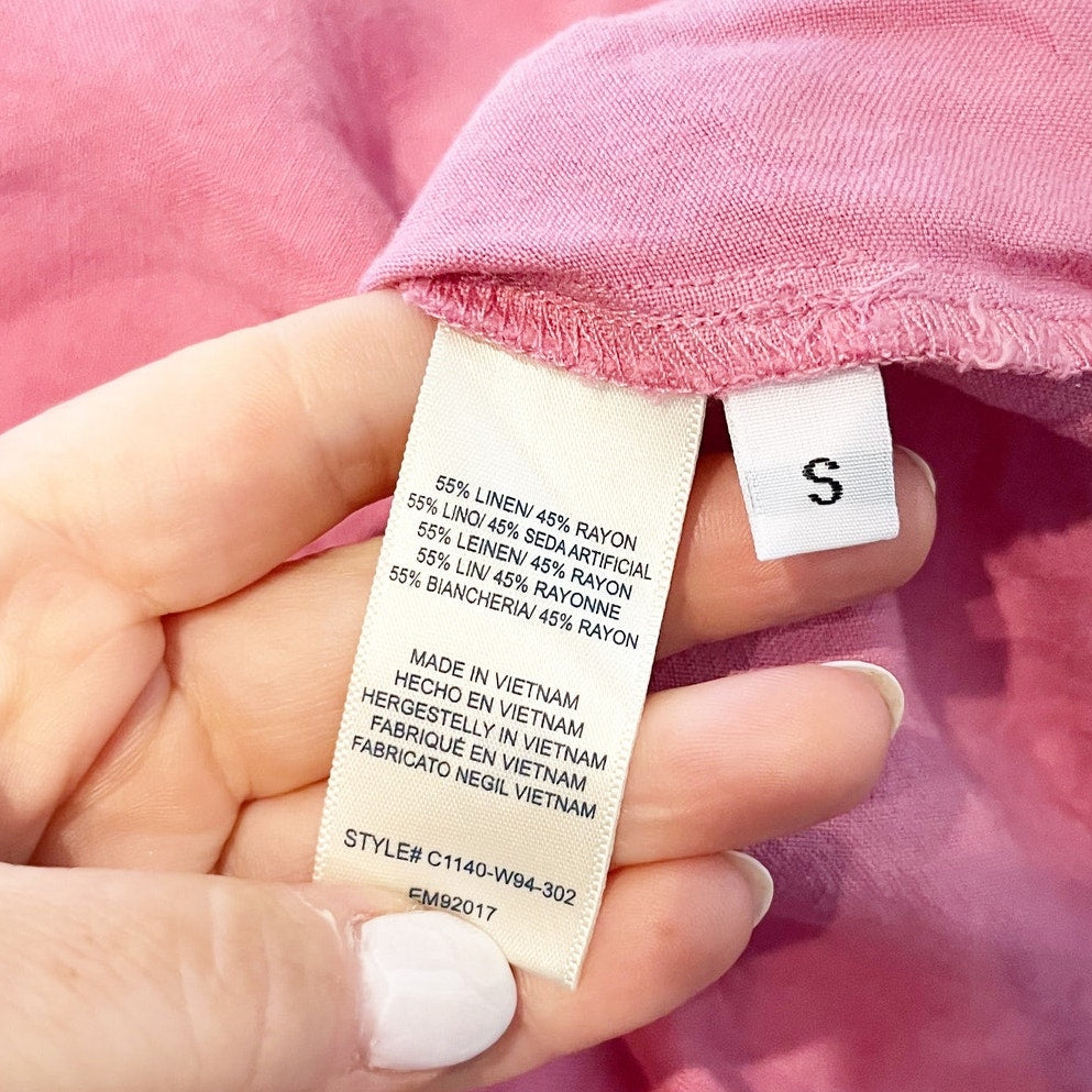 Cloth & Stone Half Placket Linen Blend Tank Top Vintage Berry Pink Small