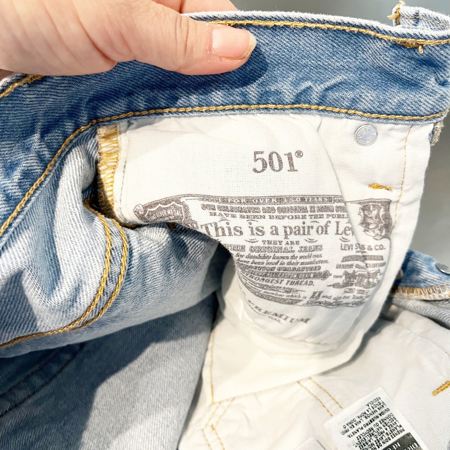 Levi's 501 Original Fit High Rise Button Fly Cutoff Jean Shorts Blue 25