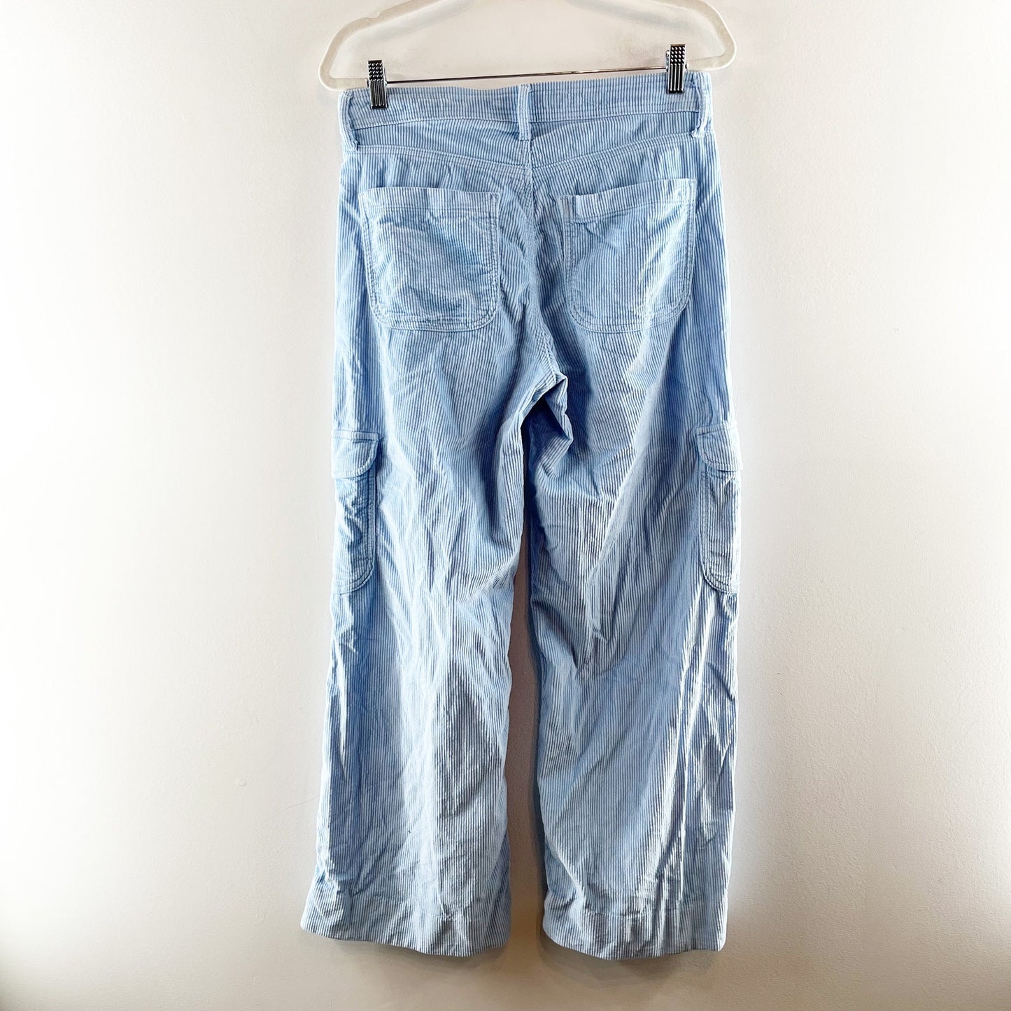 American Eagle Super High Rise Baggy Wide Leg Corduroy Cargo Pants Blue 8