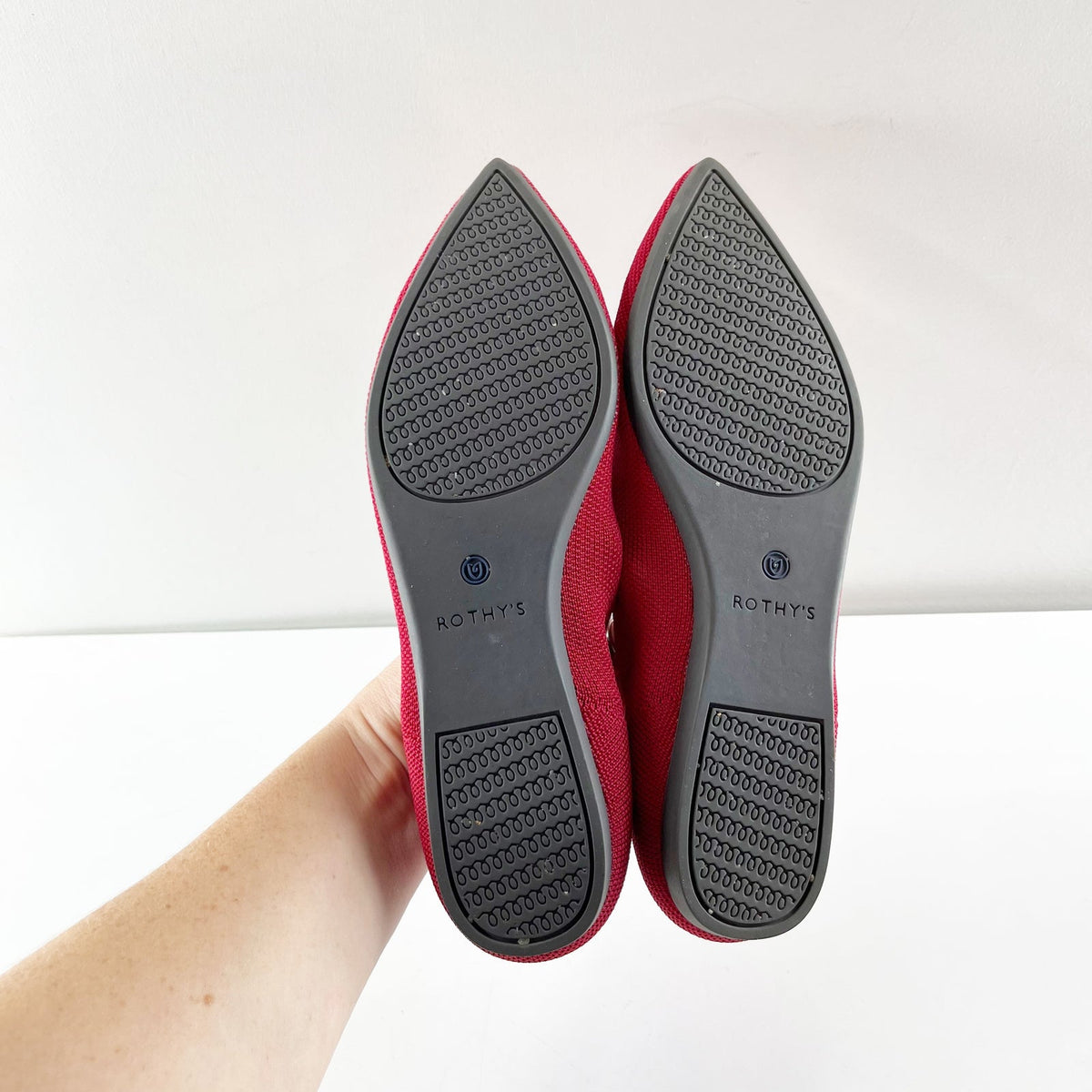 Rothy’s Knit The Point Slip-On Ballet Flat Shoes Bright Chili Red 8.5