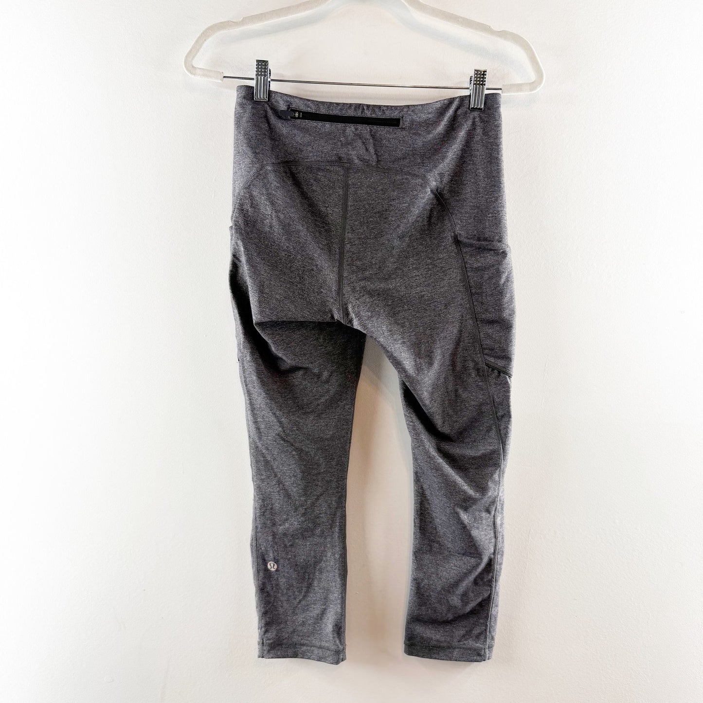 Lululemon Speed Up Crop Leggings 21" Heathered Black Gray 6