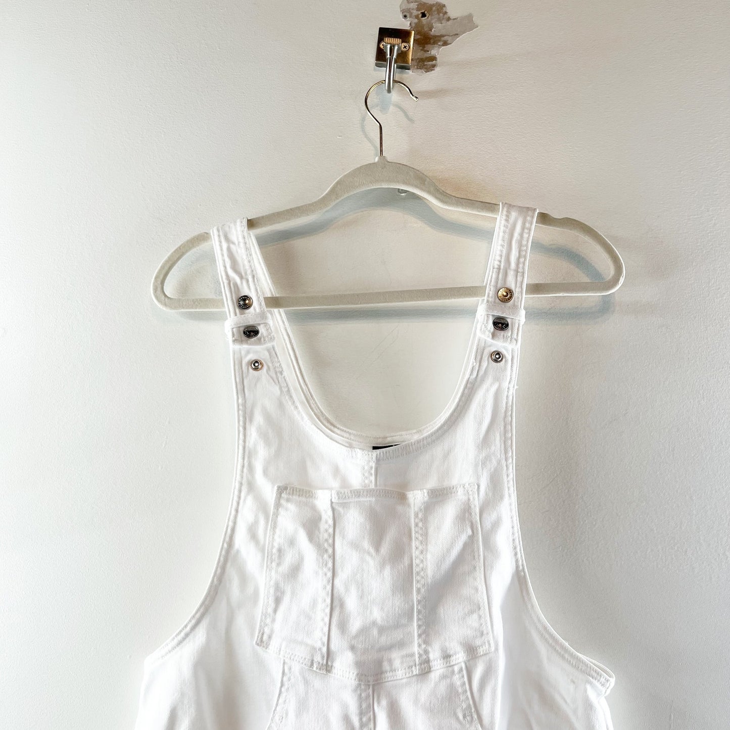 American Eagle Denim Overall Mini Dress White Medium