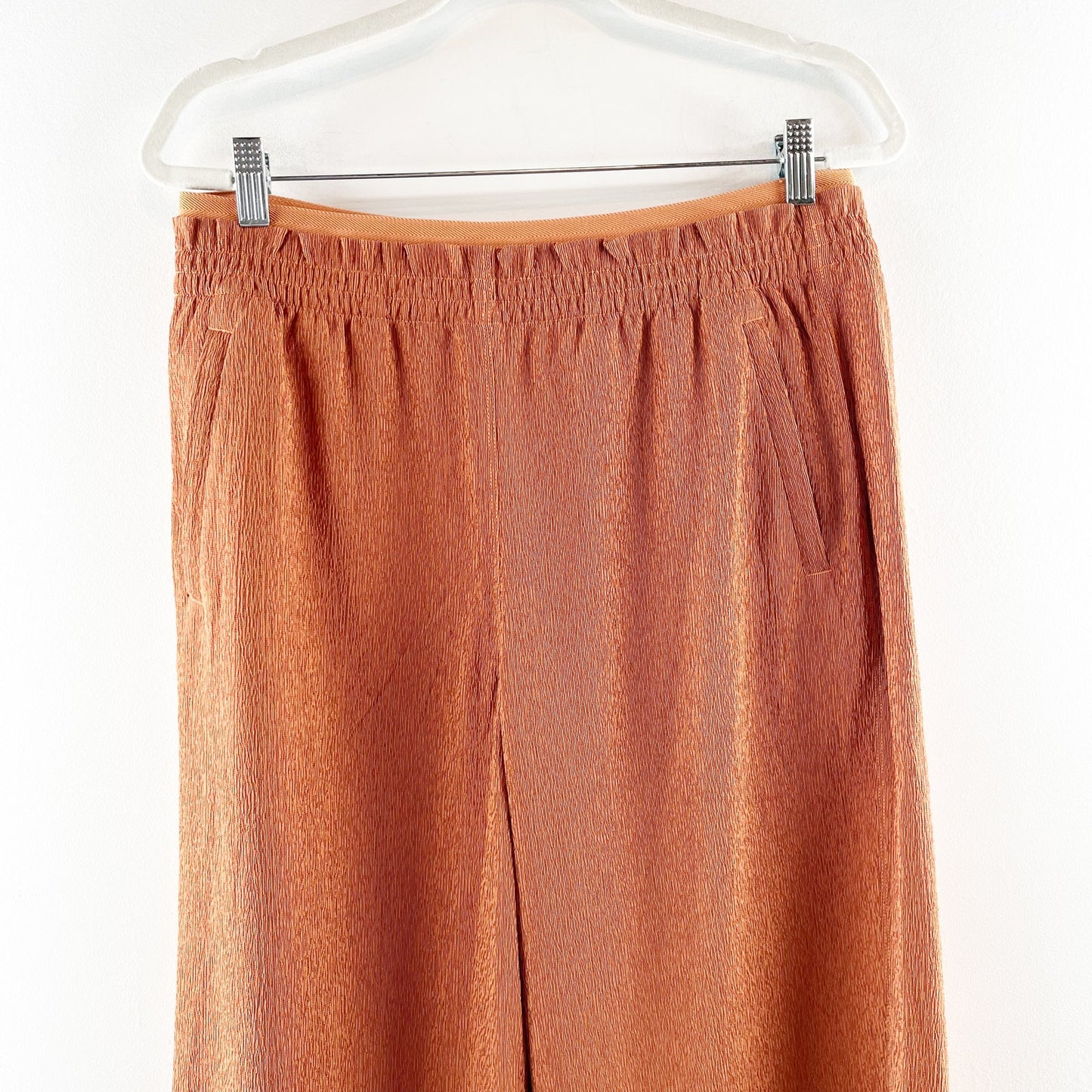 Athleta High Rise Echo Wide Leg Cropped Pants Bronze Orange 12