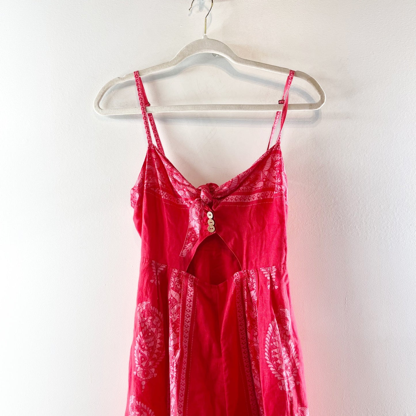 Free People Feel The Sun Wide Leg Paisley Bandana Print Jumpsuit Red Medium