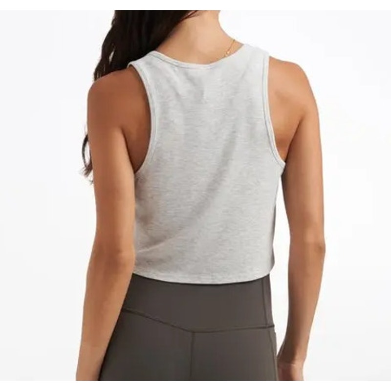 Vuori Cove Sleeveless Crop Ribbed Henley Tank Top Light Heather Grey Small
