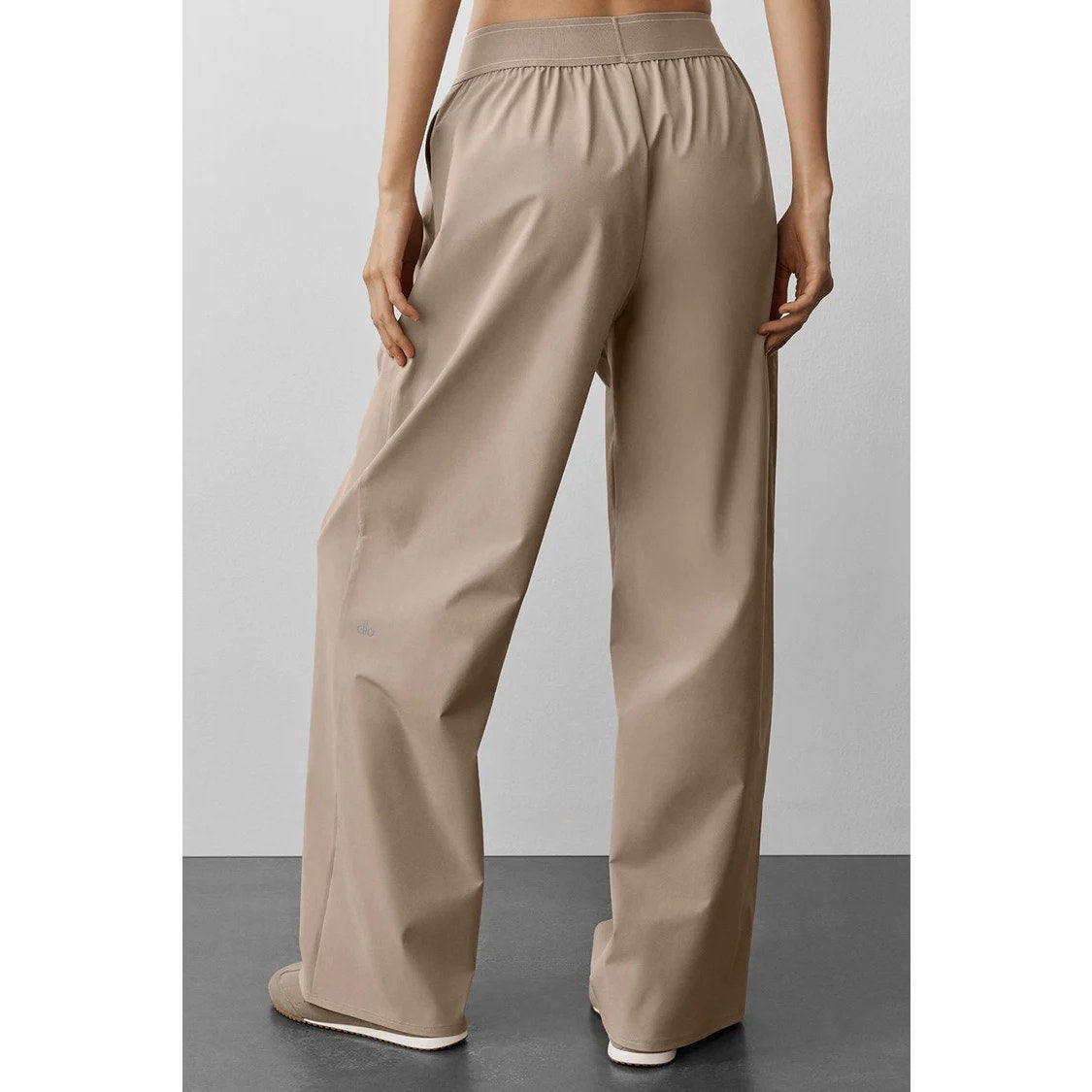 Alo High Rise Suit Up Wide Leg Trouser Pants Gravel Tan XS