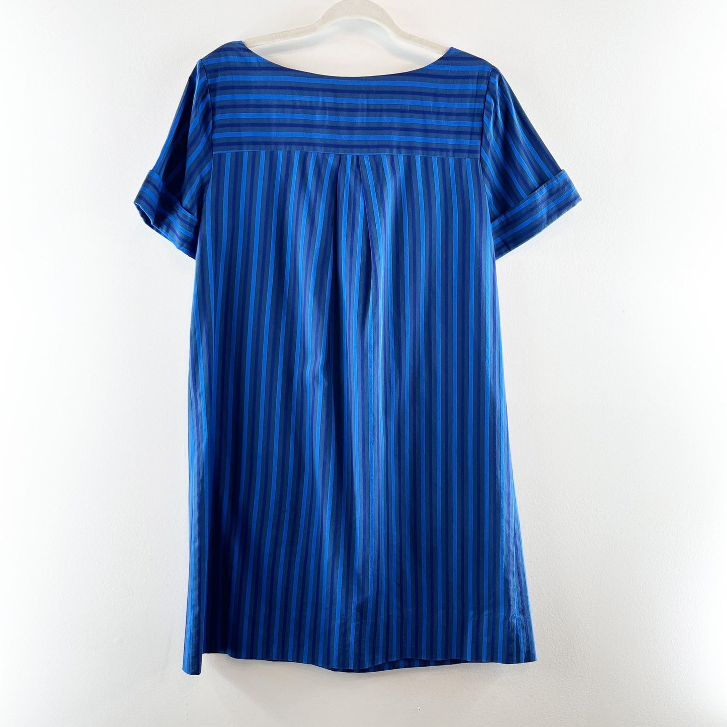 HD in Paris Anthropologie Short Sleeve Striped Cotton Mini Shift Dress Blue 12