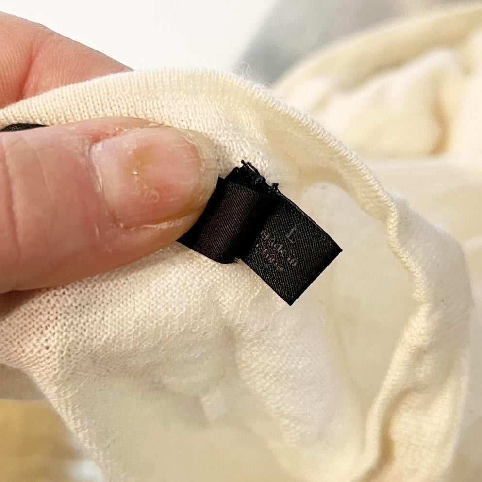 Jenni Kayne 100% Merino Wool Sleeveless Crew Neck Tank Top Cream Large