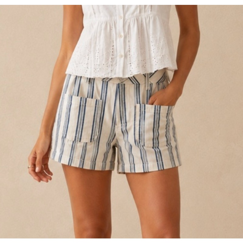 Universal Thread High Rise Striped Patch Pocket Sailor Shorts White Blue 2