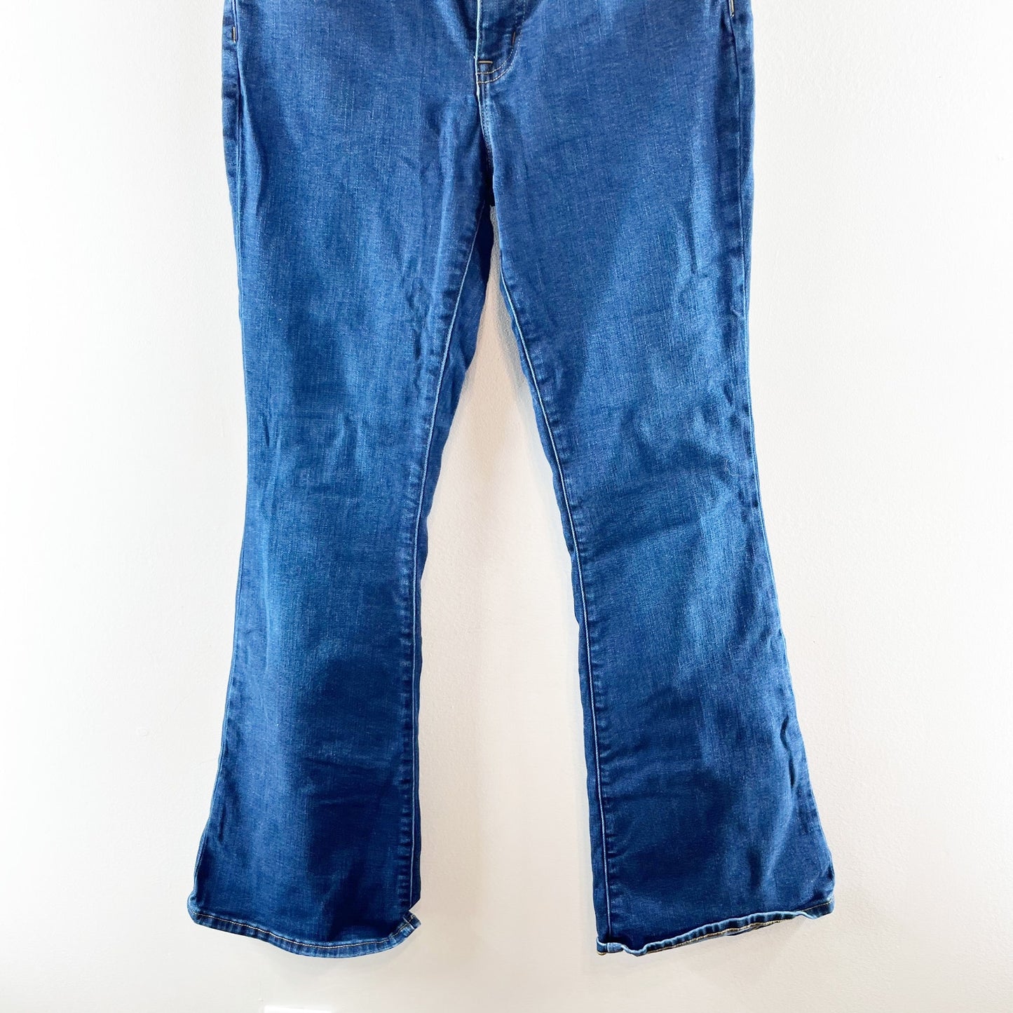 J. Crew Mid Rise Full Length Flare Jeans Signature Stretch Dark Wash Blue 26