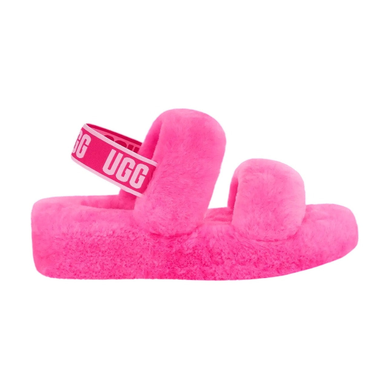 UGG Sherpa Oh Yeah Double Strap Slide Sandal Slippers Hot Pink 7