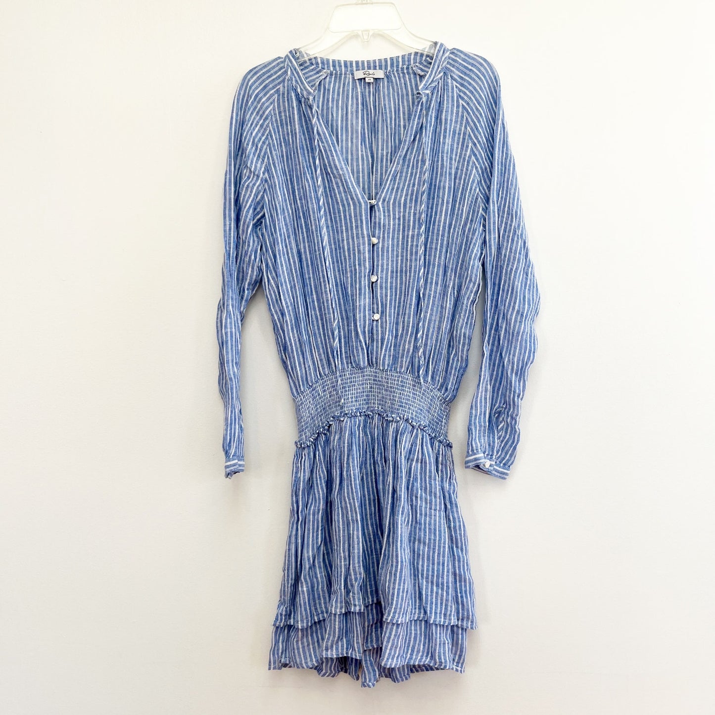 Rails Linen Blend Jasmine Mini Dress in Azure Stripe Blue XS