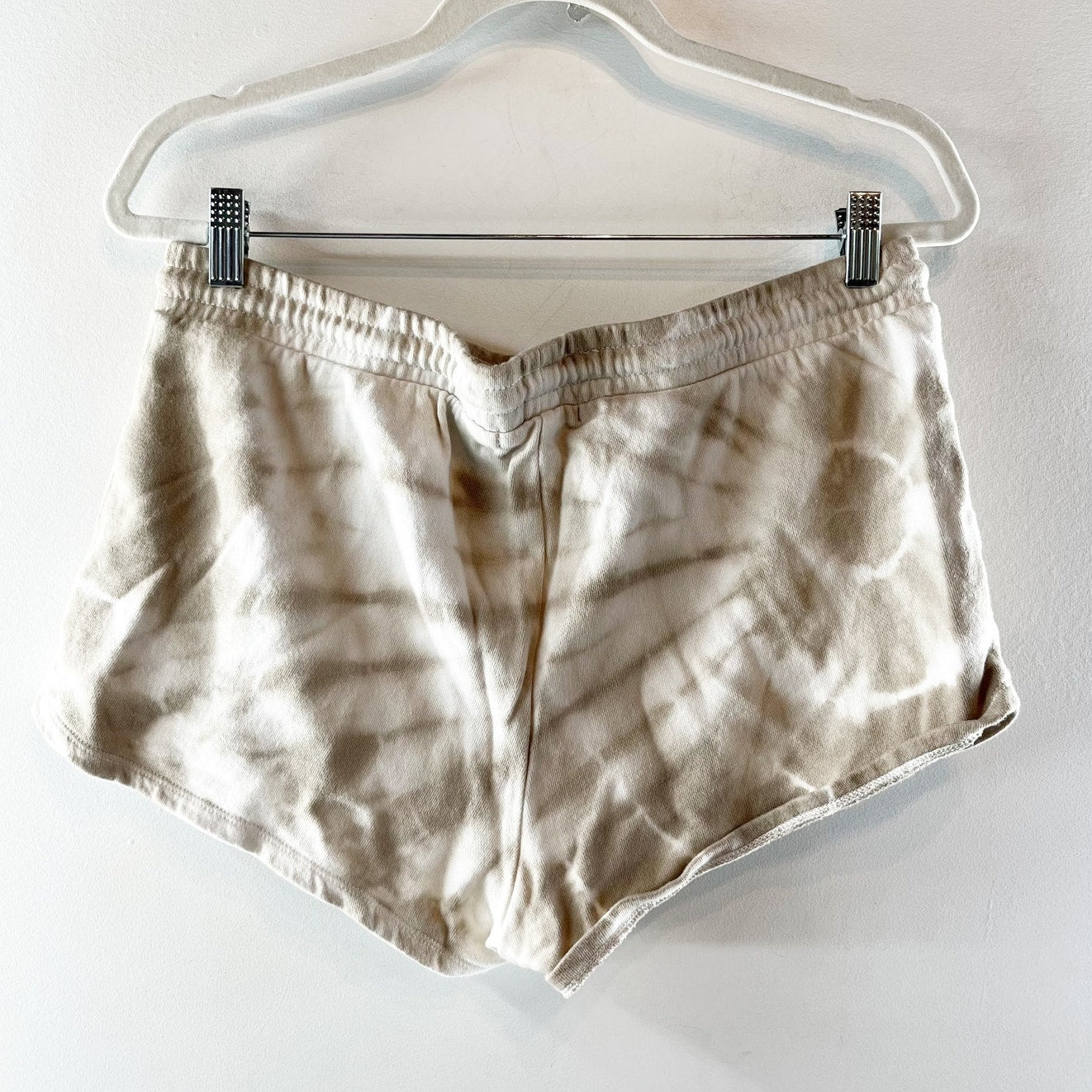 Z Supply Cotton High Rise Tie Dye Lounge Shorts White Gray Medium