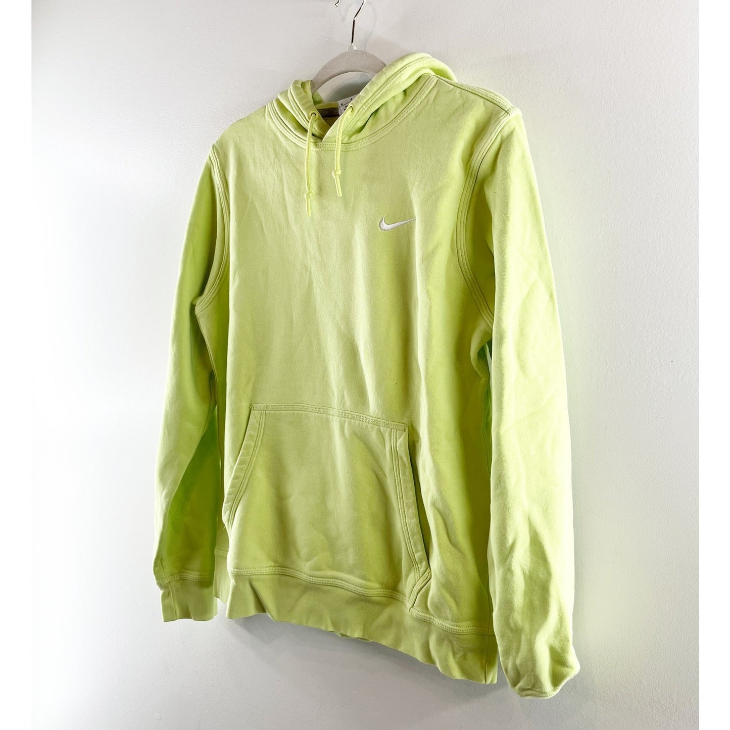 Nike Club Long Sleeve Pullover Hoodie Sweatshirt Neon Green Medium