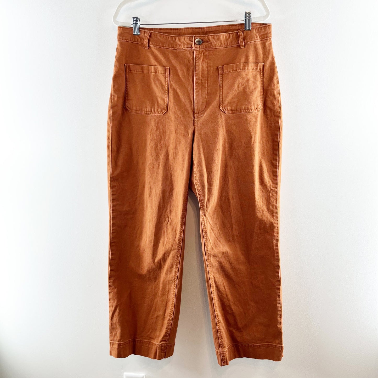 Old Navy High Rise Wide Leg Cropped Chino Pants Copper Penny Brown 14 Tall