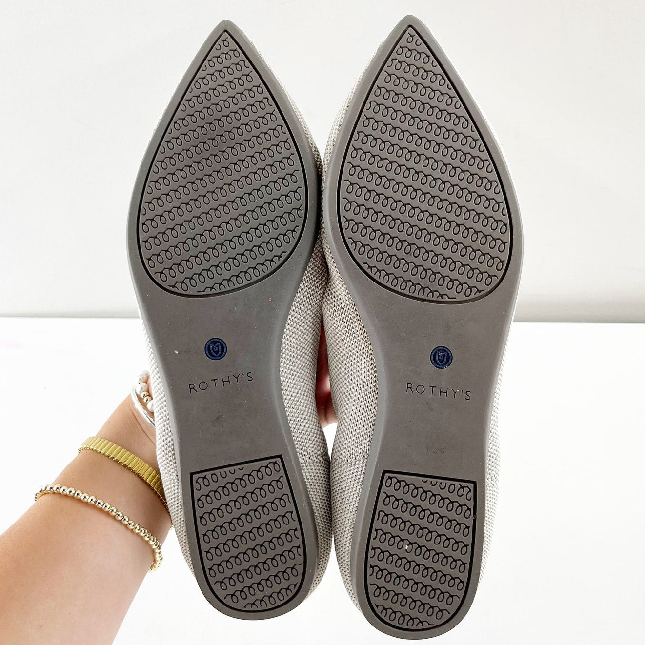 Rothy’s Slip On The Point Washable Ballet Flats Flax Birdseye Gray 10