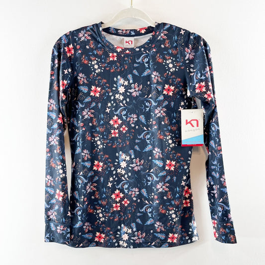 Kari Traa Long Sleeve Fryd Floral Baselayer Ski Top Shirt Blue Small