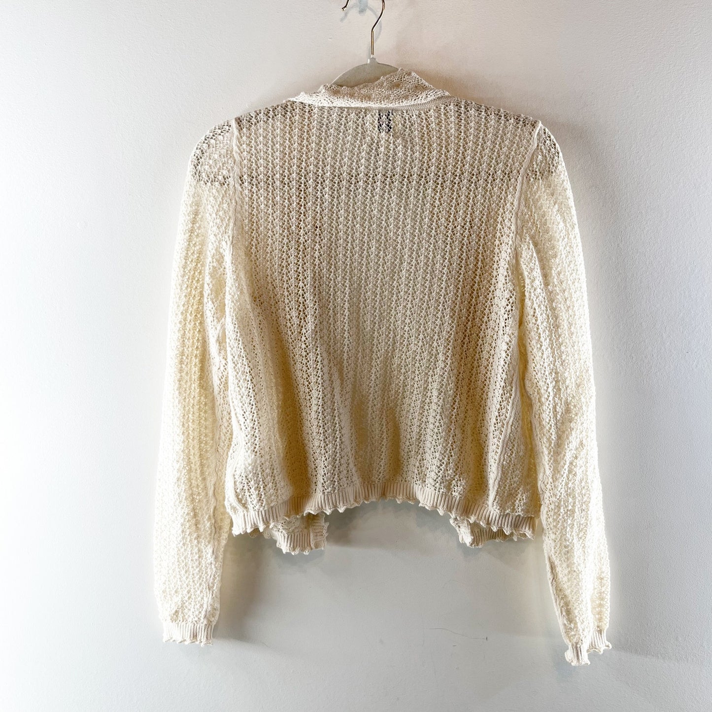 GAP x Doen Long Sleeve Knit Linen Blend Cardigan Sweater Top Cream Small