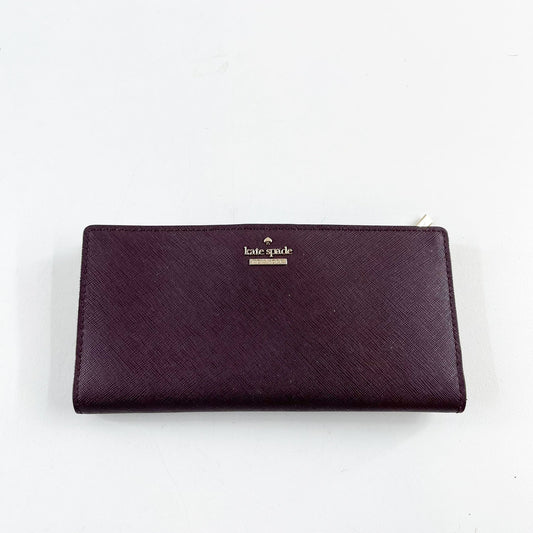 Kate Spade Rectangle Snap Closure Leather Bi Fold Wallet Purple Plum
