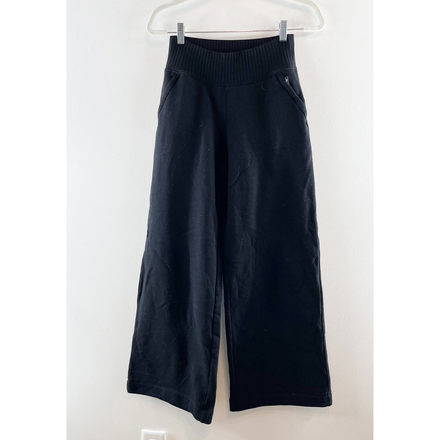 Alo Yoga Serenity Soft French Terry High Waisted Wide Leg Sweatpants Black XS