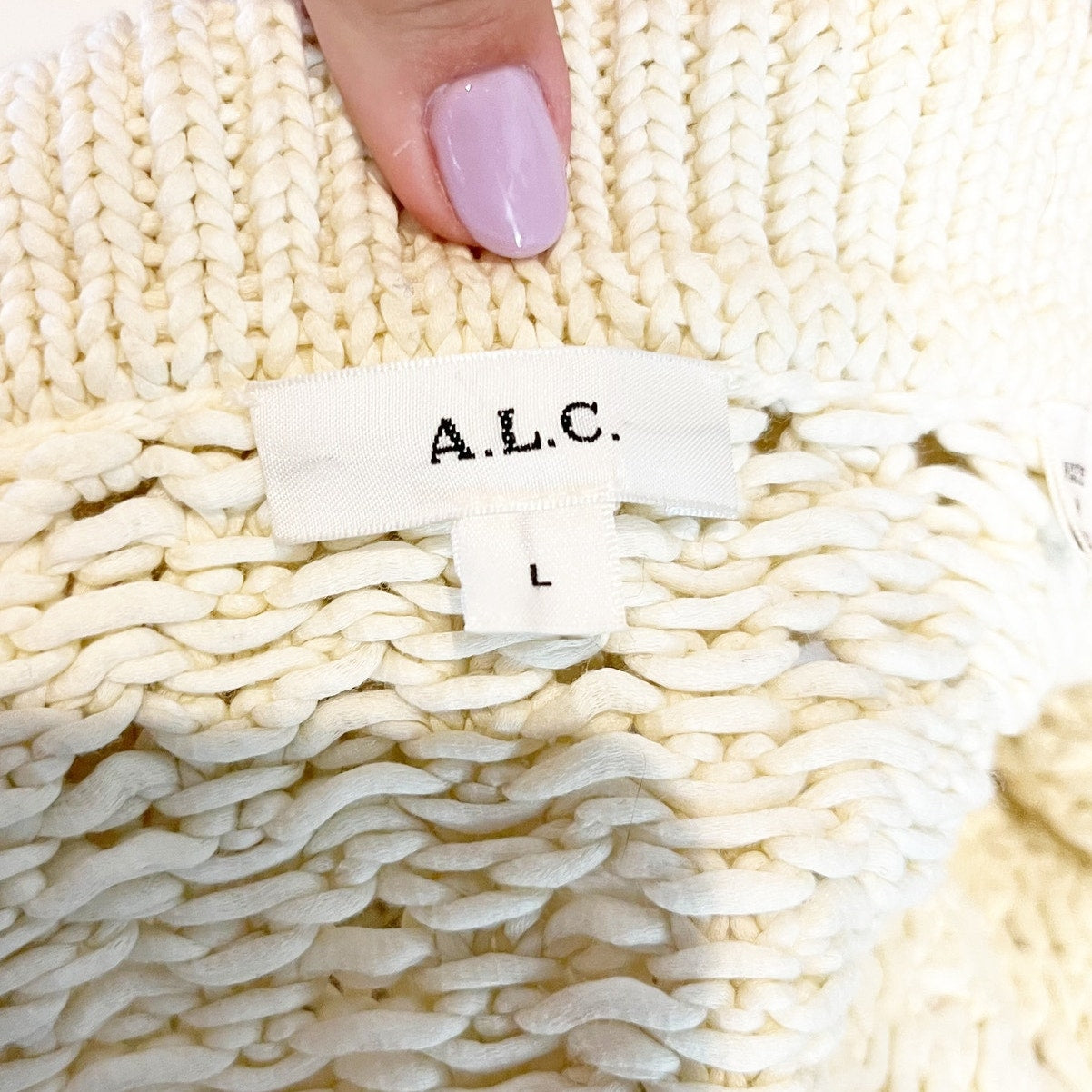 A.L.C Archer Short Sleeve Collared Pointelle-Knit Cotton Polo Top Cream Large