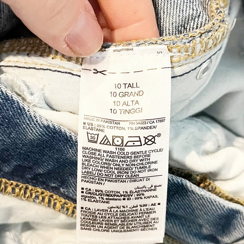 Old Navy High Rise Loose OG Secret Smooth Pockets Ripped Jeans Blue 10 Tall