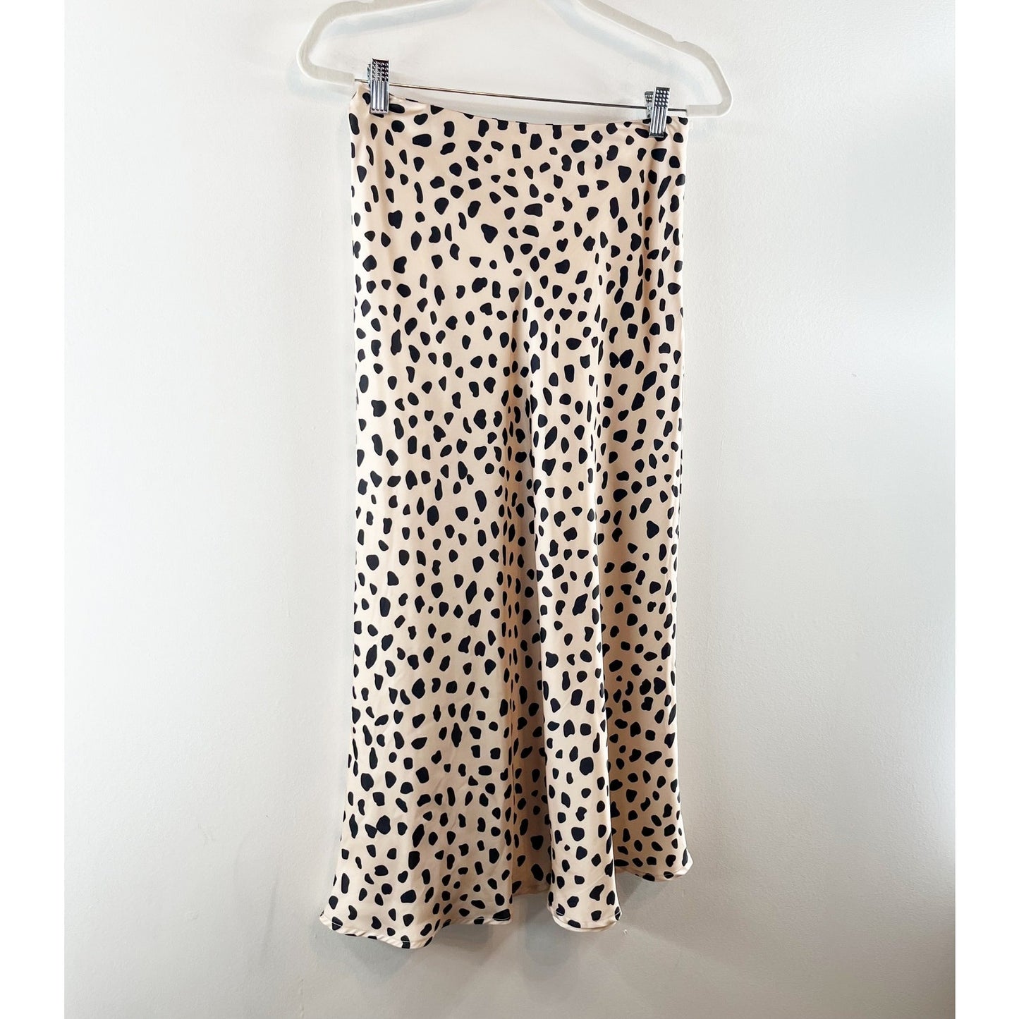 Lovers + Friends Madalena Leopard Cheetah Satin Midi Skirt Tan Black Small