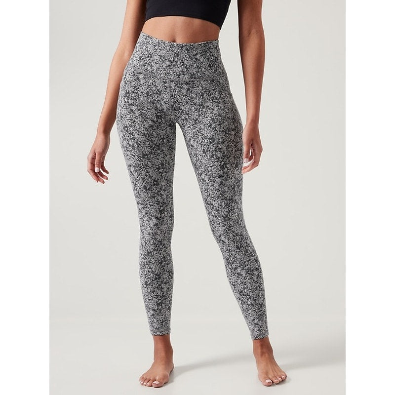 Athleta Salutation Stash Pocket Textured 7/8 Tight Leggings Black Gray Small