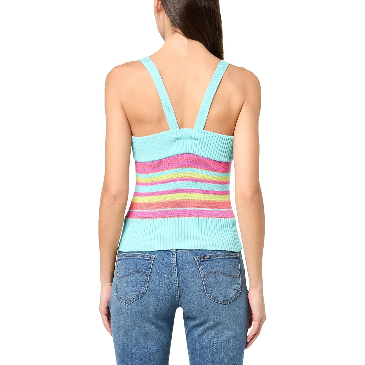 Trina Turk Marina Striped Sleeveess Cami Tank Top Blue Multi Medium