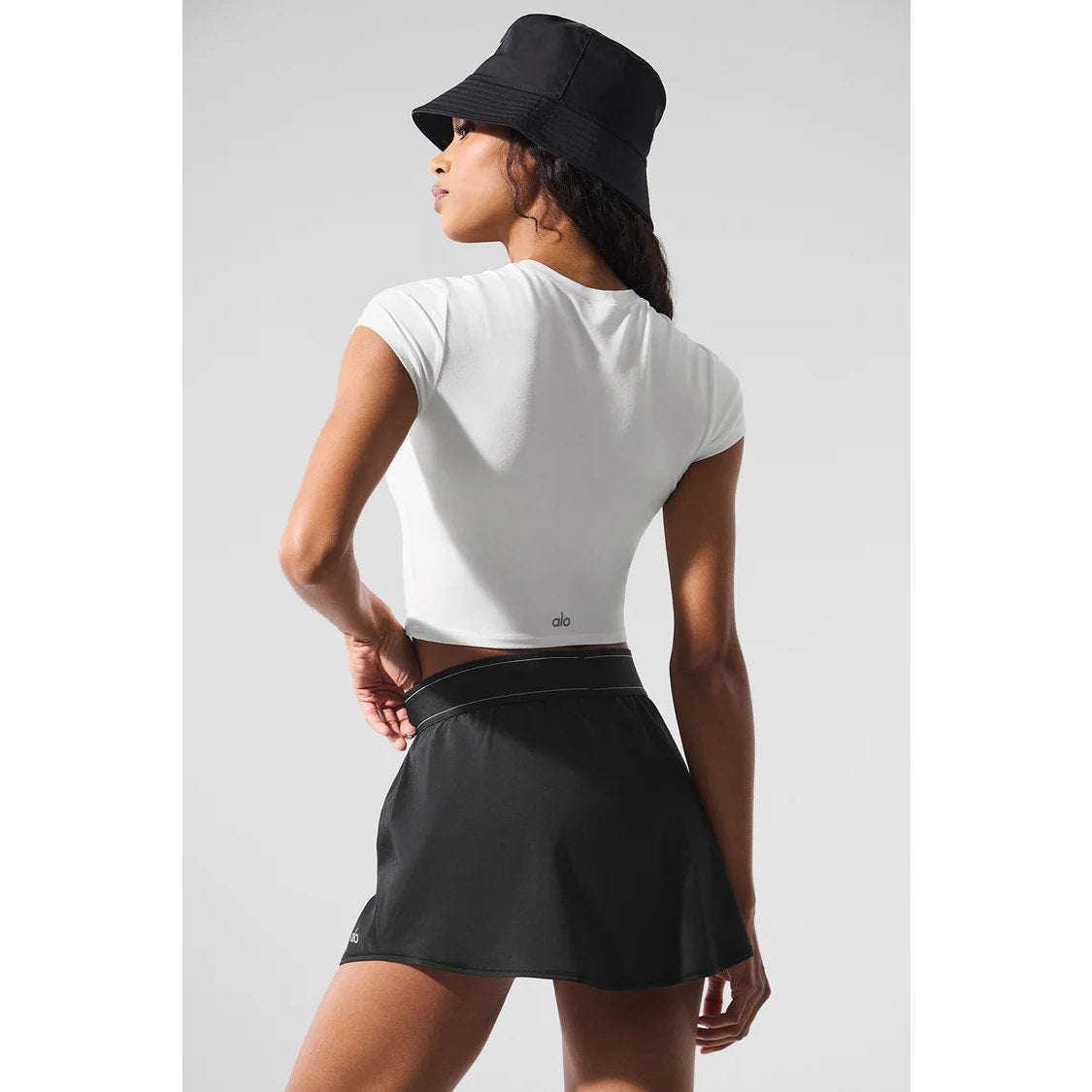 Alo Alosoft Finesse Short Sleeve Crew Neck Cropped Baby T-Shirt White Small