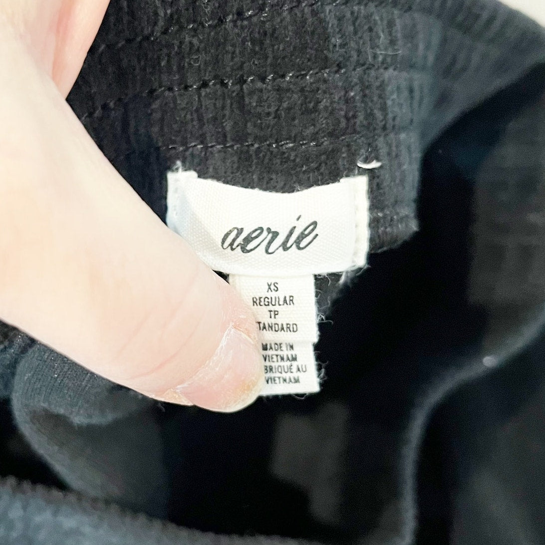 Aerie Ribbed Velour Corded Groovy Flare Leggings Pants Black XS