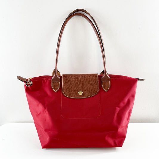Longchamp Le Pilage Nylon Tote Bag Purse Red