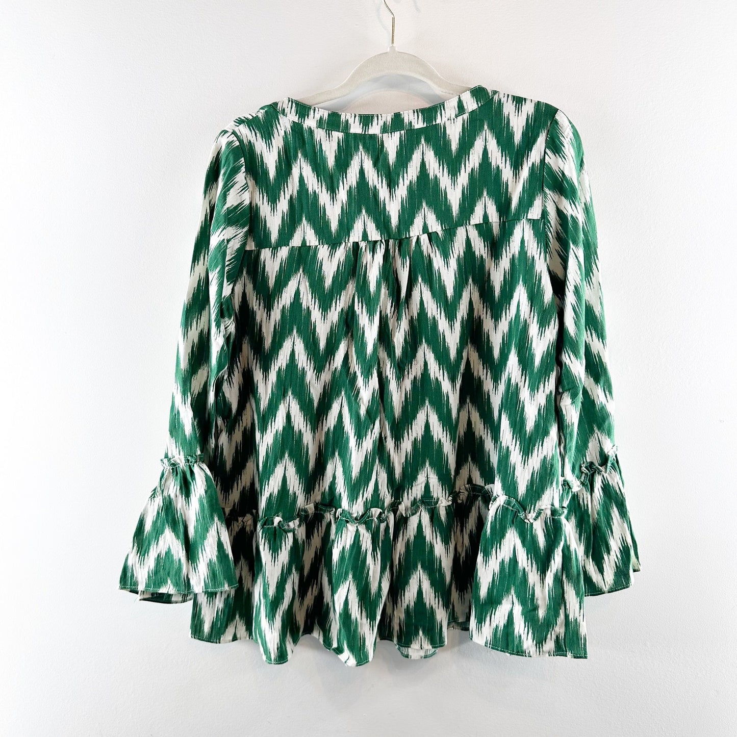 Pomander Place Tuckernuck Kenzo Ikat Blouse Top Shirt Green Large