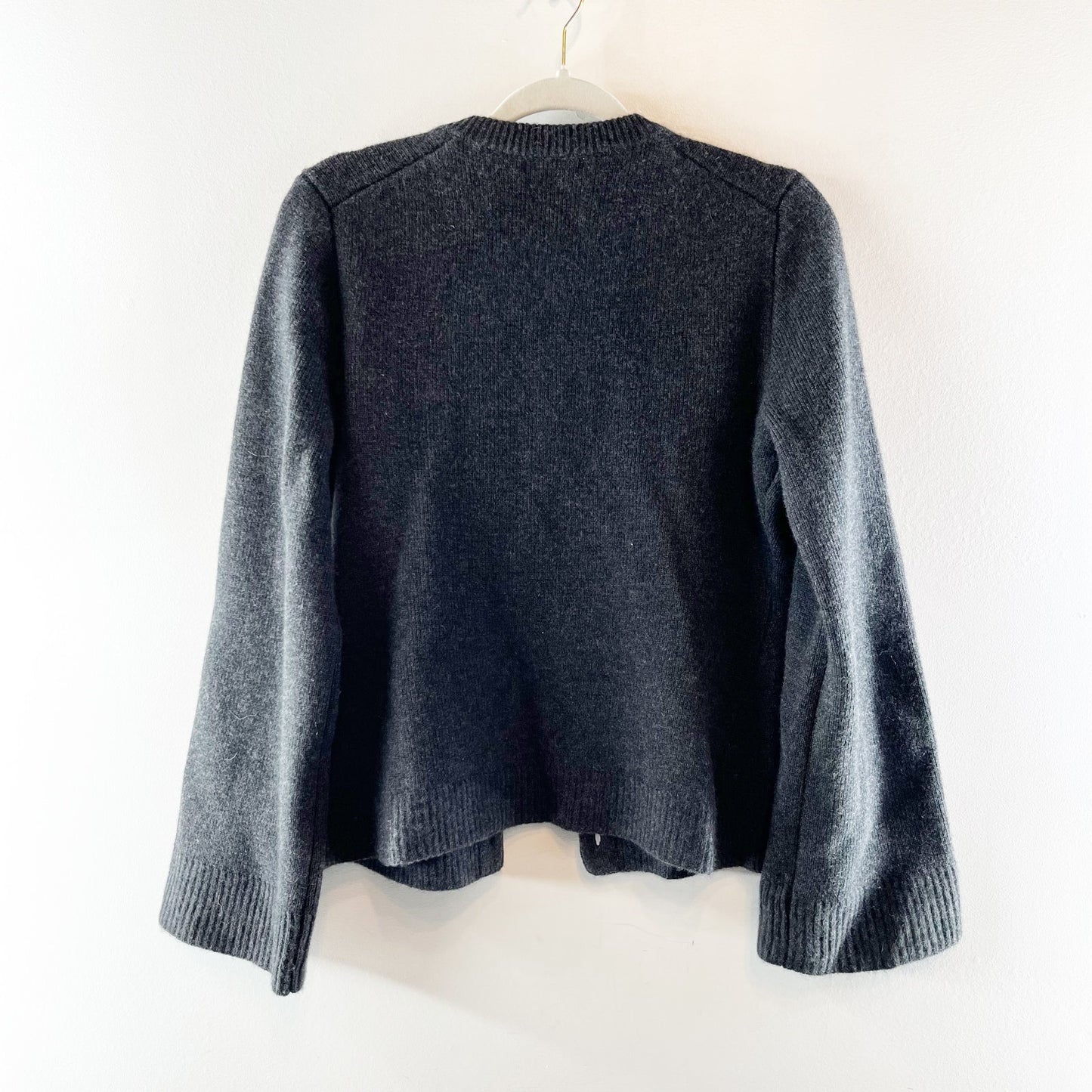 Quince Mongolian Cashmere Structured Cardigan Sweater Heather Charcoal Medium