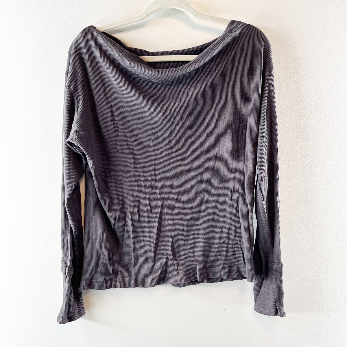 Michael Stars Drapey Boatneck Long Sleeve Top Shirt Brown XS