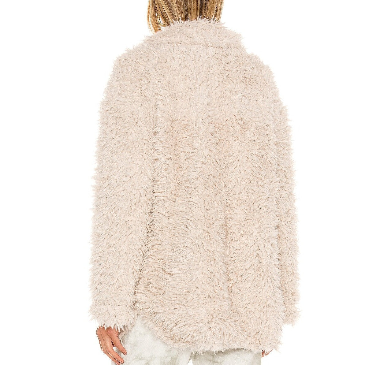 BB Dakota Warming Signs Collared Faux Fur Coat Tan Cream Small