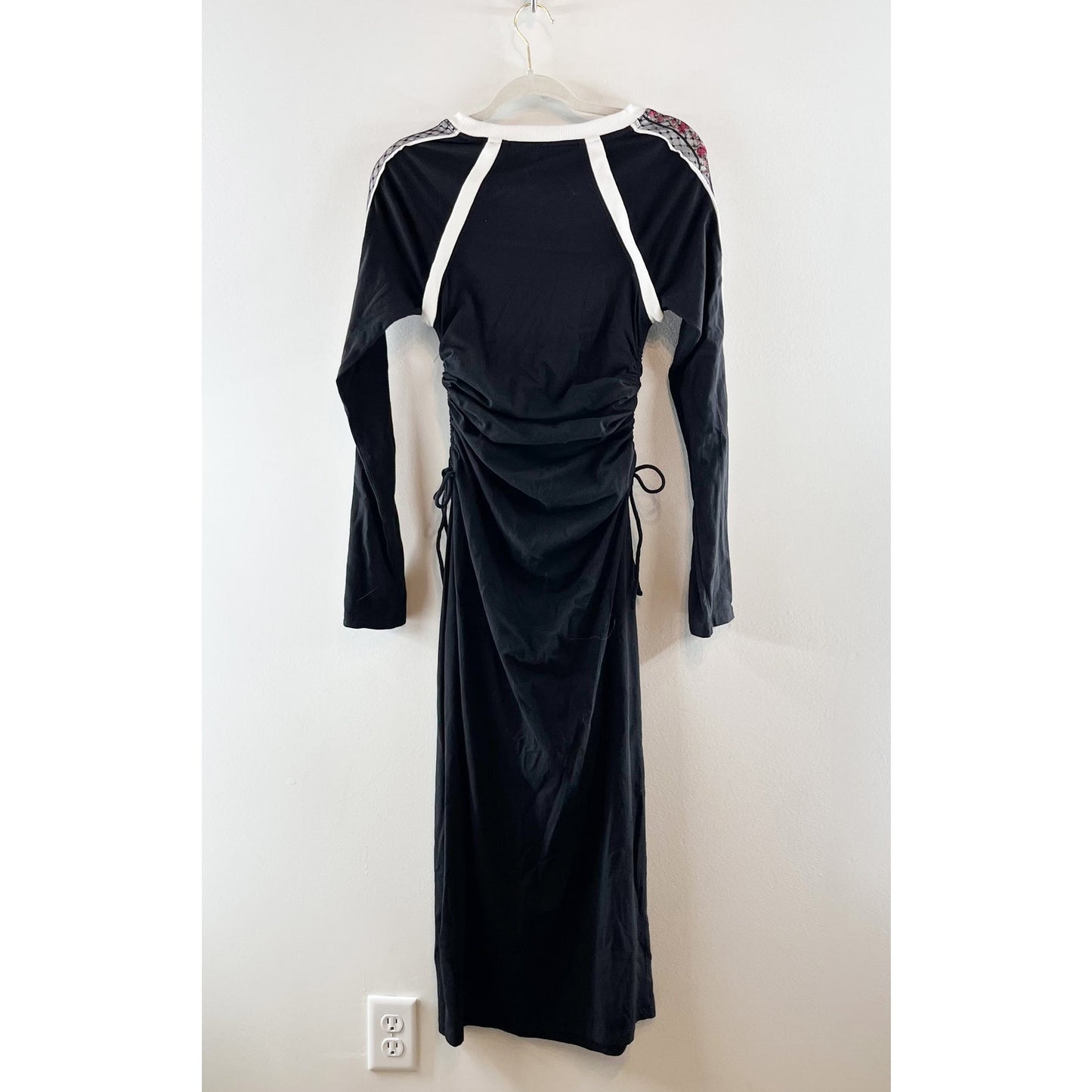 Daily Practice Anthropologie Long-Sleeve Ruched T-Shirt Midi Dress Black XS