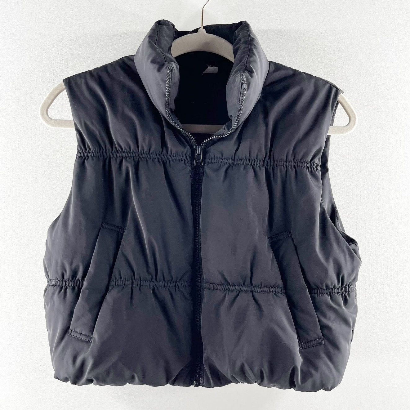 Divided H&M Cropped Full Zip Puffer Vest Black XS