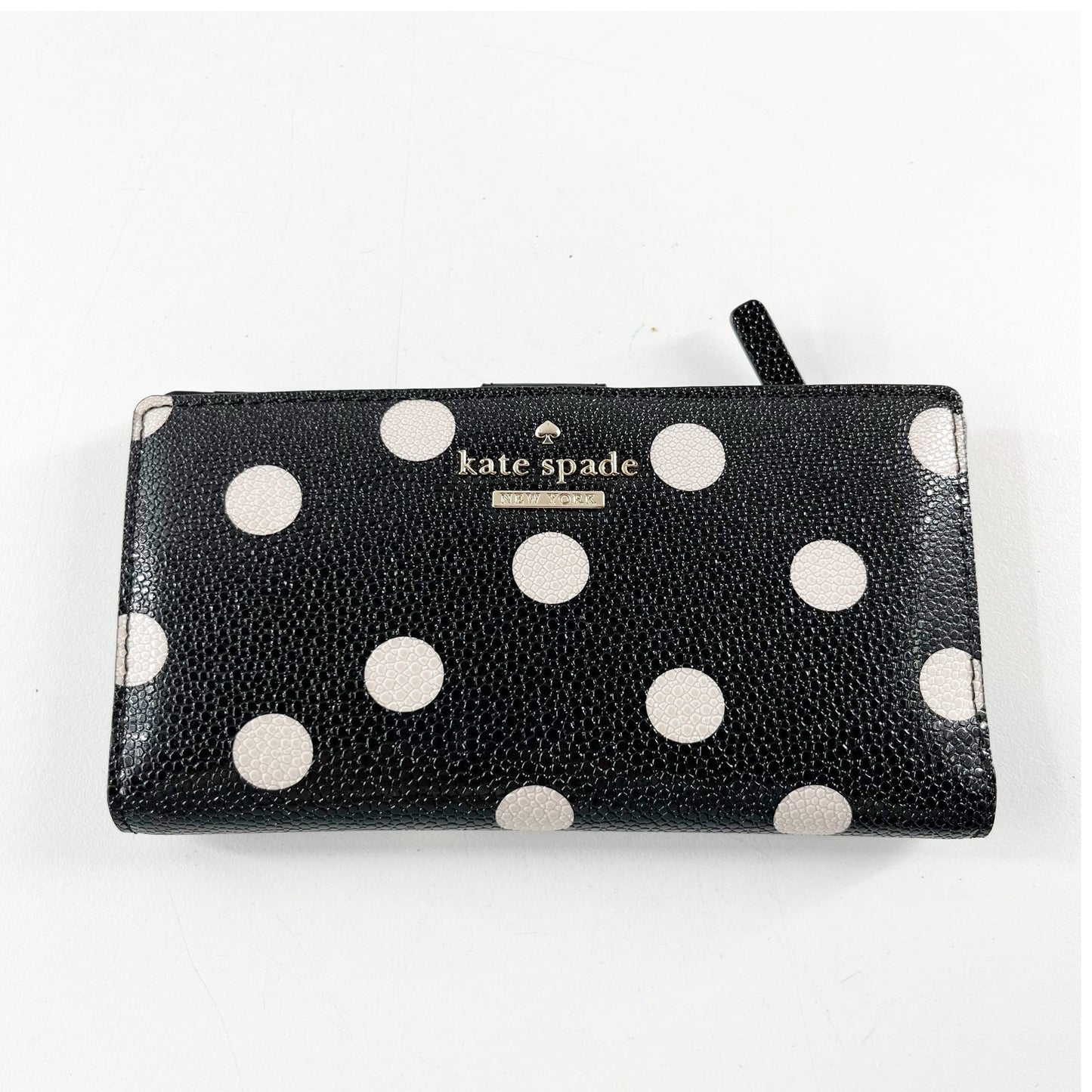 Kate Spade Leather Polka Dot Bi Fold Wallet Black White