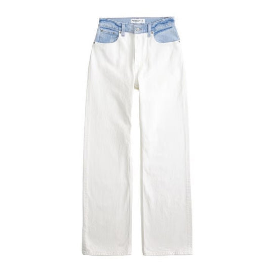 Abercrombie & Fitch High Rise 90s Relaxed Straight Leg Jeans White Blue 29 / 8