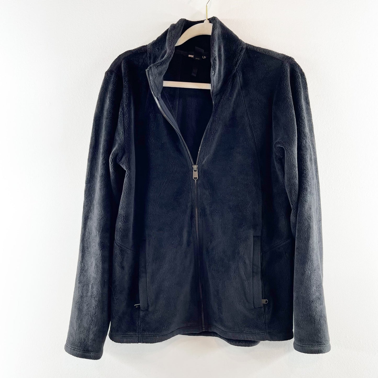 Athleta Recover Stretch Long Sleeve Full Zip Fleece Jacket Black Medium