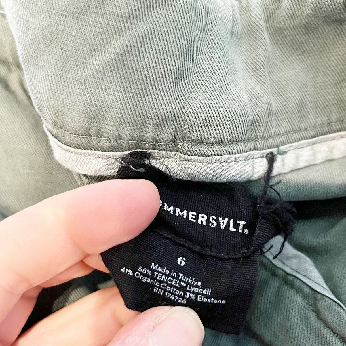 Summersalt Mid Rise Wide Leg Chino Trouser Pants Green 6