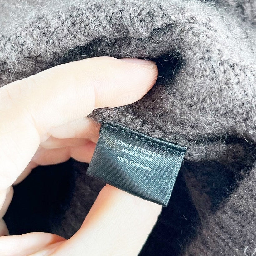 Jenni Kayne Cashmere Crewneck Pullover Fisherman Sweater Chocolate Brown XXL