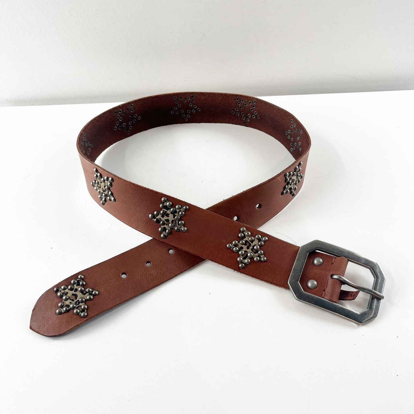 Free People Starcrossed Studded Leather Belt Brown Wildside Small / Medium