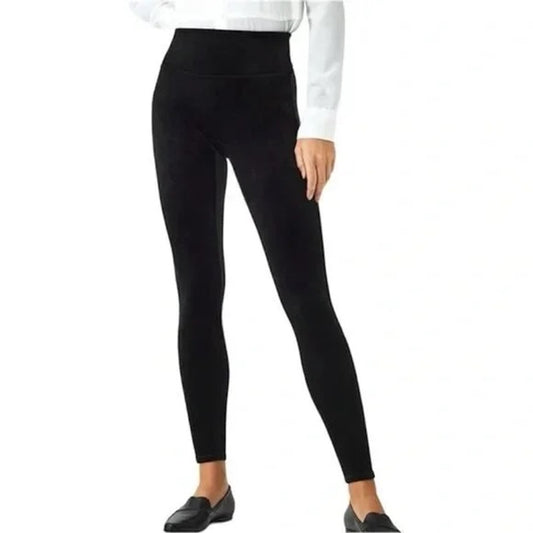 SPANX Velvet High Waisted Compression Leggings Black Large