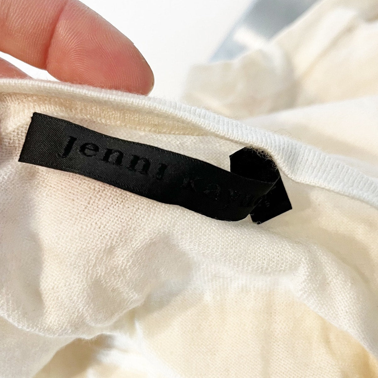 Jenni Kayne 100% Merino Wool Sleeveless Crew Neck Tank Top Cream Large