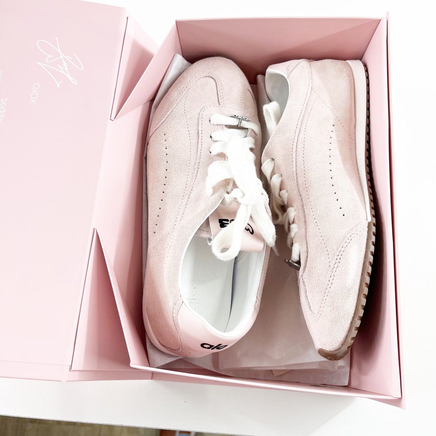 Alo + Jisoo Sunset Low Top Suede Sneakers Bloom Pink 7.5