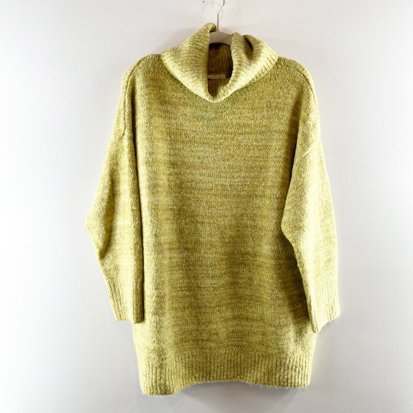 Topshop Chunky Turtleneck Jumper Sweater Mini Dress Long Sleeve Green Small