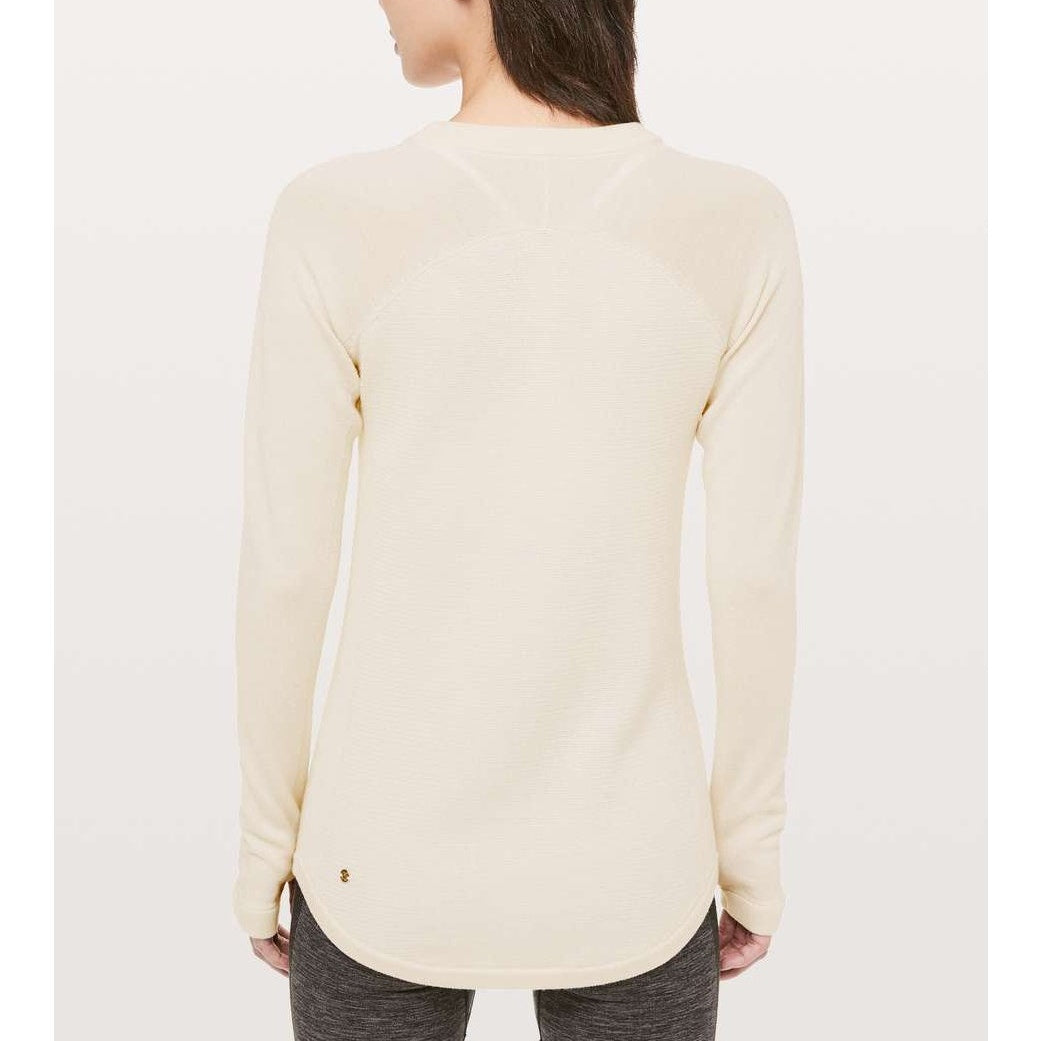 Lululemon Sit In Lotus Curved Hem Long Sleeve Crewneck Sweater Cream White Small